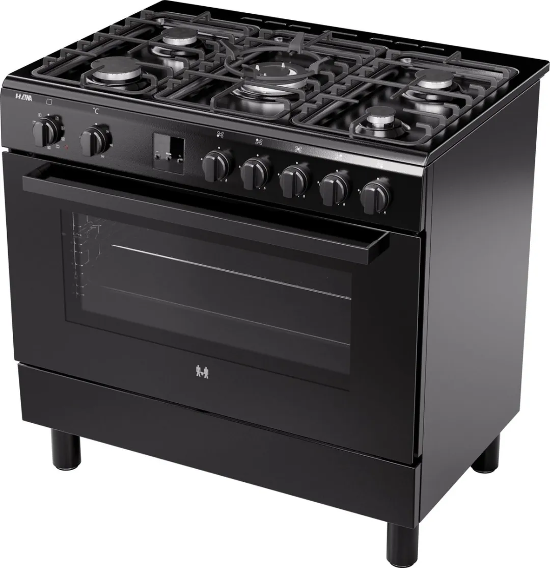 Etna FG190ZWA Gas/elektro fornuis 90cm - 5 kookzones - Zwart