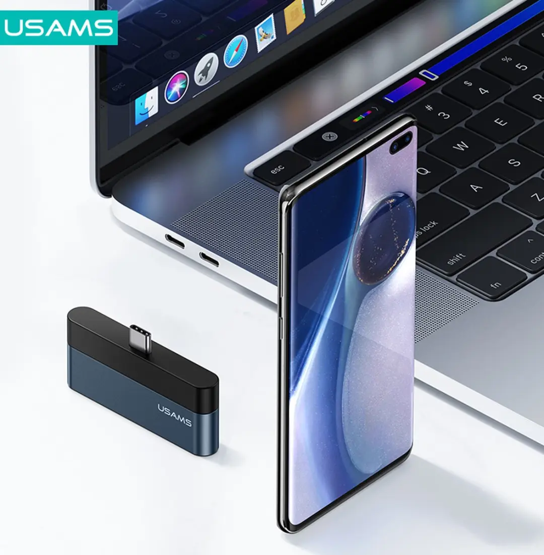 USAMS USB-C Mini-Hub 10415 - 2x USB-A, 1x USB-C - Zwart - afbeelding 4 van 5