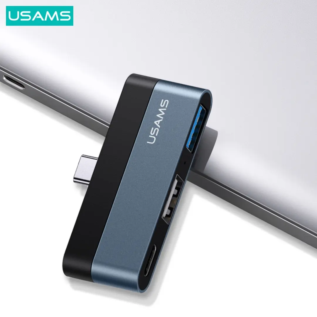 USAMS USB-C Mini-Hub 10415 - 2x USB-A, 1x USB-C - Zwart - afbeelding 5 van 5