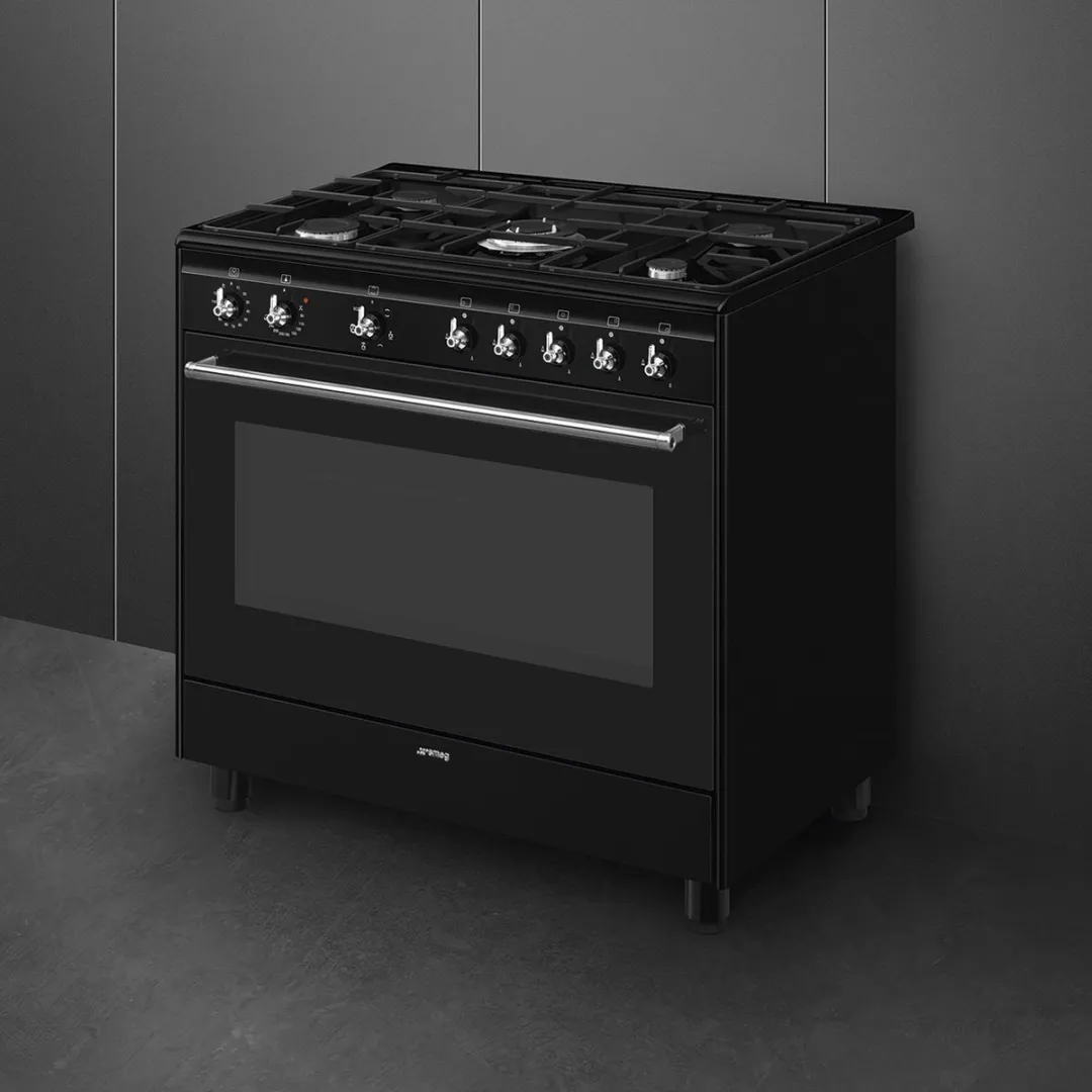 SMEG CX91GMBLNLK - Gasfornuis - 90 cm - Zwart - 5 kookzones