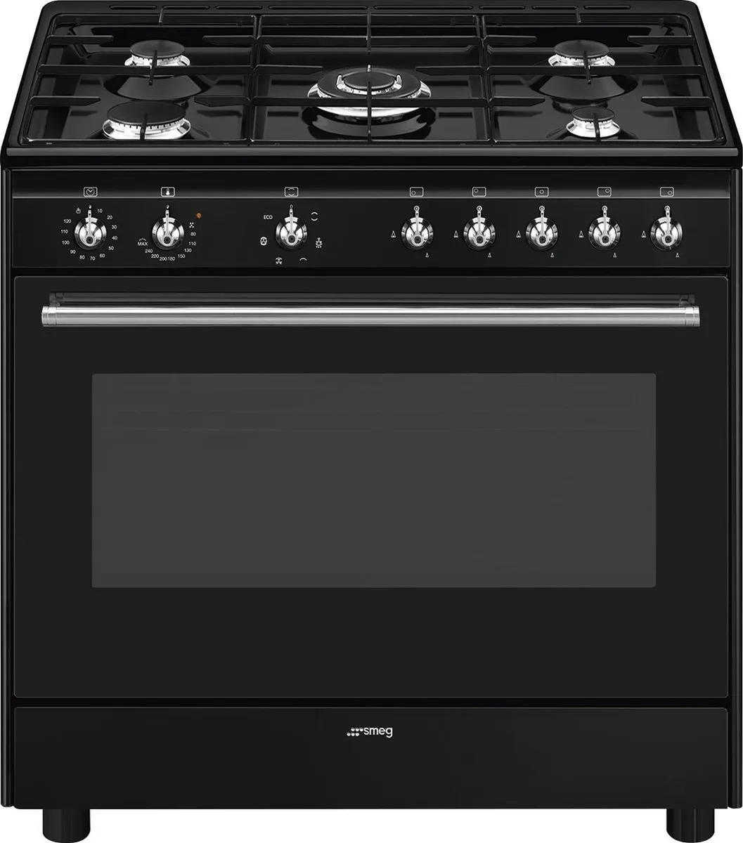 SMEG CX91GMBLNLK - Gasfornuis - 90 cm - Zwart - 5 kookzones