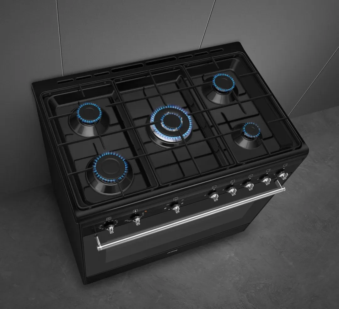SMEG CX91GMBLNLK - Gasfornuis - 90 cm - Zwart - 5 kookzones