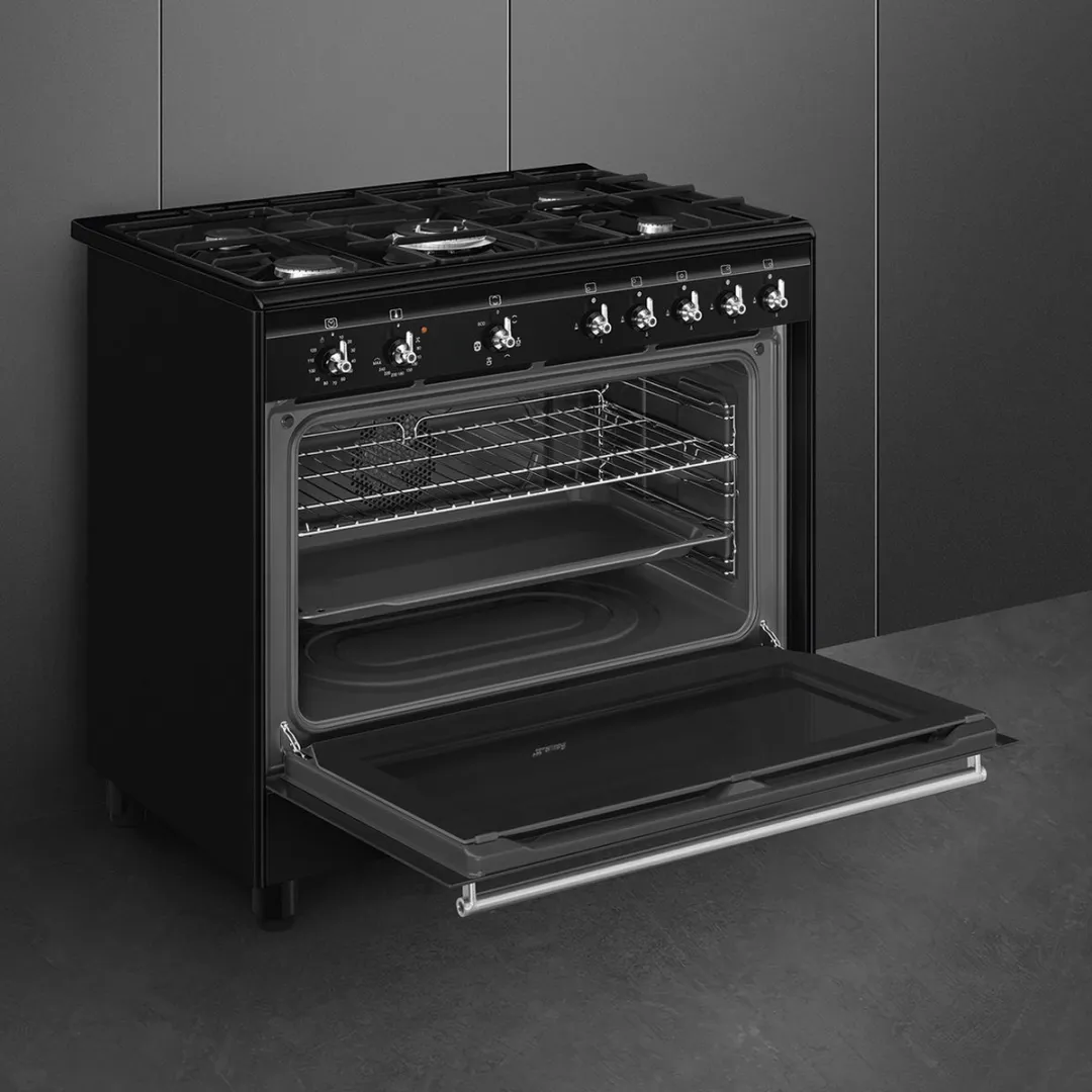 Smeg CX91GMBLNLK Gasfornuis 90cm - 5 Kookzones - Zwart - afbeelding 6 van 6