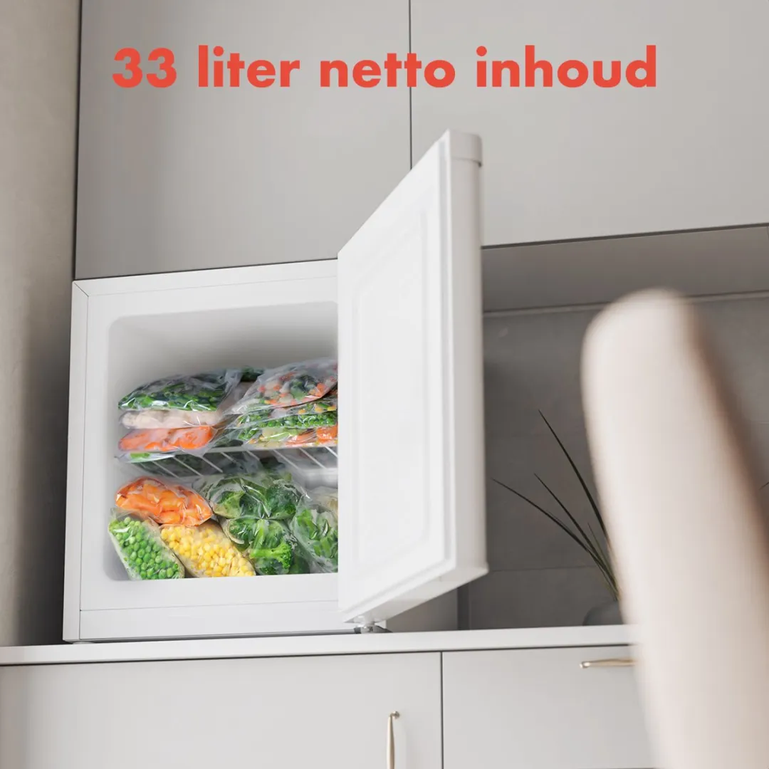 KitchenBrothers Mini Vriezer - 33L - Kleine Diepvrieskast - Vrijstaand - Compact - Wit