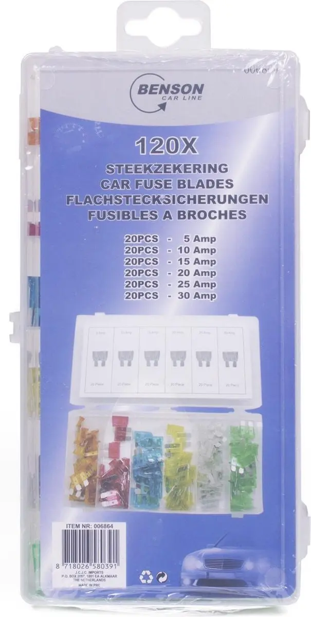 Benson Auto steekzekering set - 120 stuks - 5 tot 30 ampère - afbeelding 5 van 6