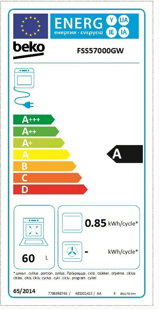 Beko FSS57000GW Vrijstaand Elektrisch Fornuis - 4 Zones - Keramisch - Zwart/Wit