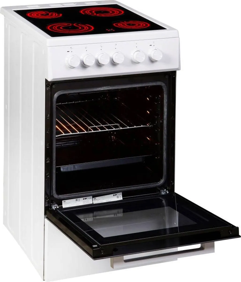 Beko FSS57000GW Vrijstaand Elektrisch Fornuis - 4 Zones - Keramisch - Zwart/Wit