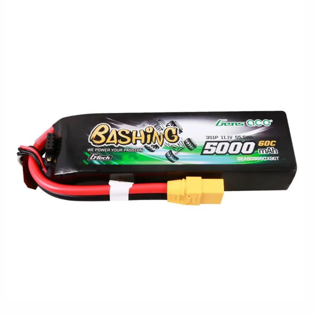 Gens Ace Li-Po Accu 5Km Ah 11.1V 60C 3S1P Voor Rc-Modellen Met Stekker
