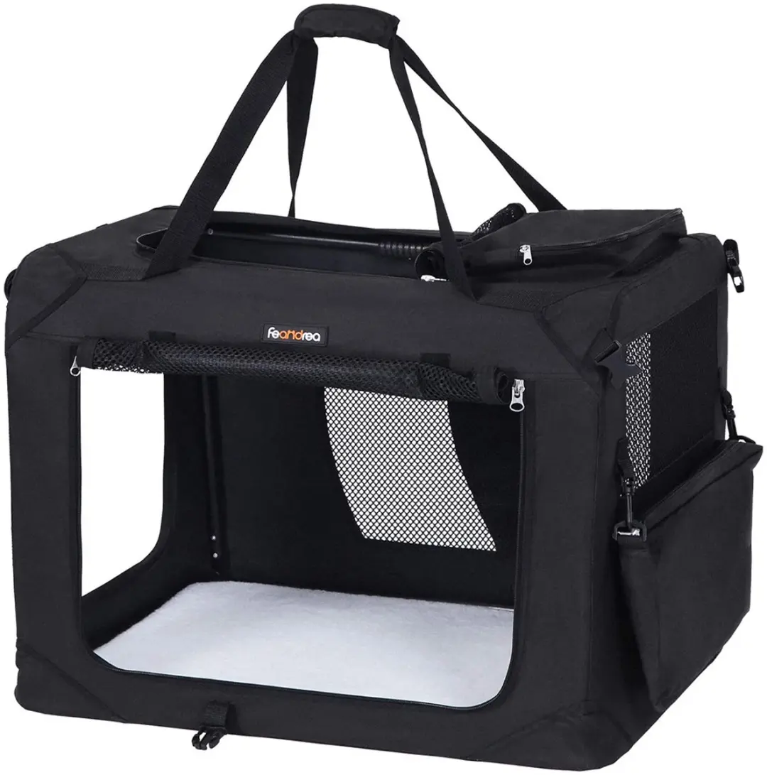 SONGMICS | Honden Bench Transporttas | Transport Box Hond | Reisbench voor in de Auto | Hond Draagzak Tas | Reistas / Reismand | Hondendraagtas | Maat L | Afm. 70 x 52 x 52 cm