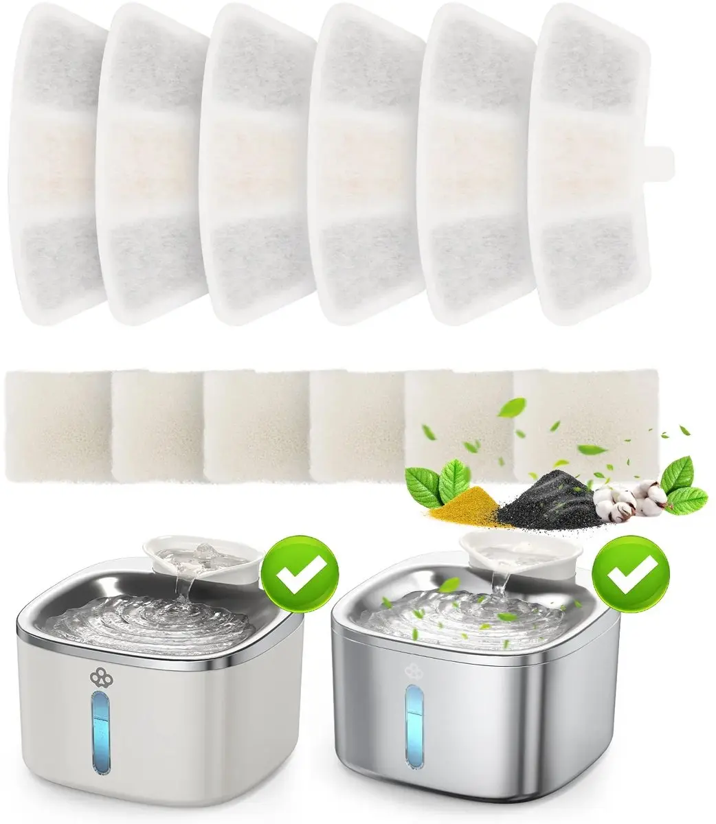 Oneisall 6 vervangingsfilters voor de roestvrijstalen kattenfontein van 3,5 lite