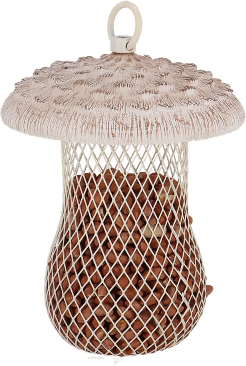 Esschert Design Voedersilo Parasolzwam Noten - Wit - afbeelding 6 van 6
