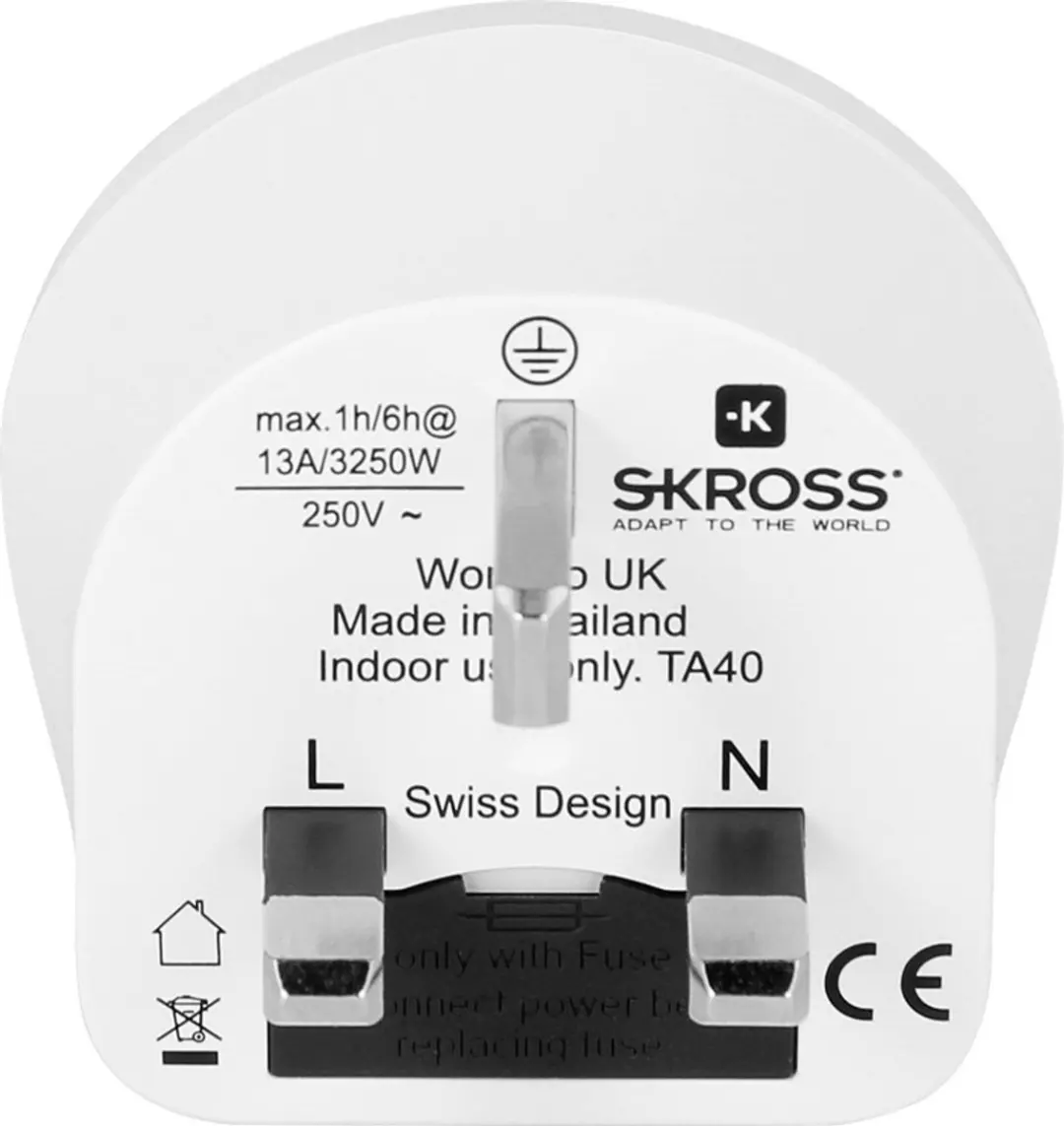 Skross Country Travel Adapter World to UK 2019 - Wit - afbeelding 6 van 6