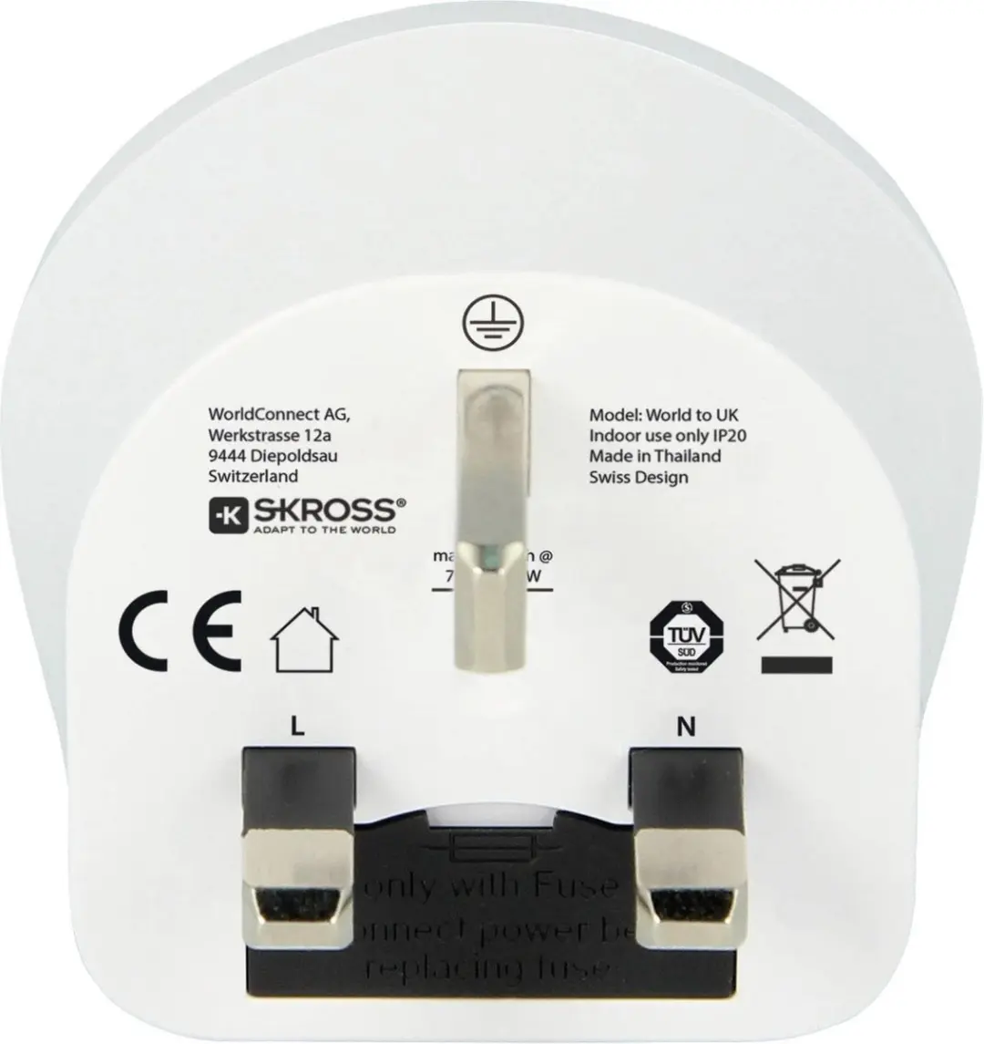 Skross Country Travel Adapter World to UK 2019 - Wit - afbeelding 2 van 6