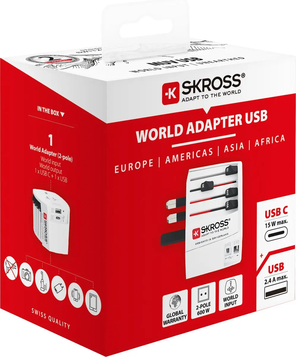 Skross World Travel Adapter 1.302962 - Wit - afbeelding 5 van 6