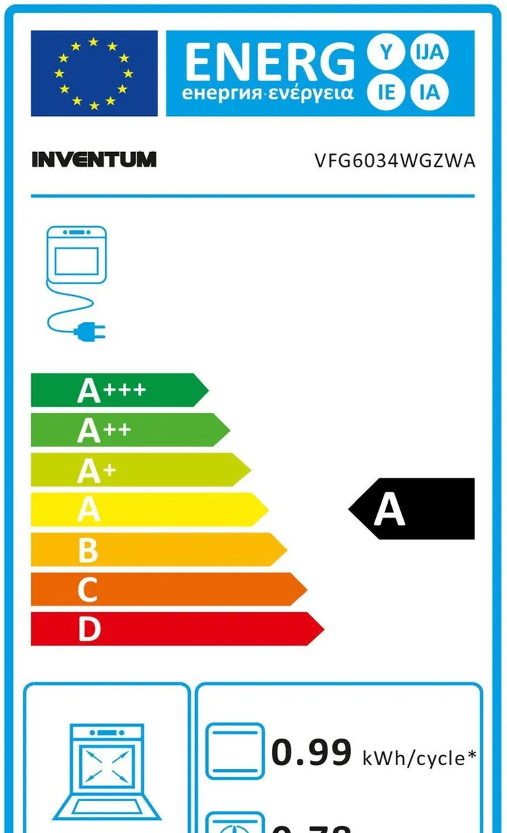 Inventum VFG6034WGZWA Vrijstaand Gasfornuis 60cm - 65L Zwart
