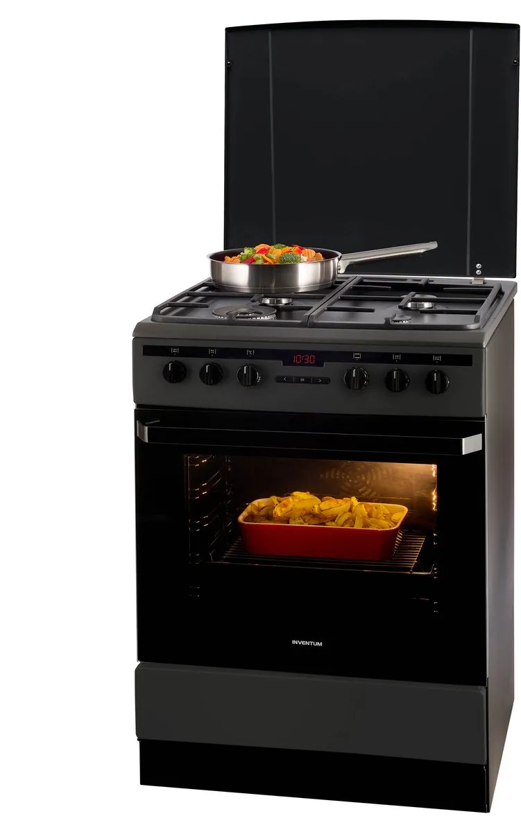 Inventum VFG6034WGZWA Vrijstaand Gasfornuis 60cm - 65L Zwart
