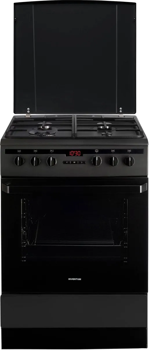 Inventum VFG6034WGZWA Vrijstaand Gasfornuis 60cm - 65L Zwart