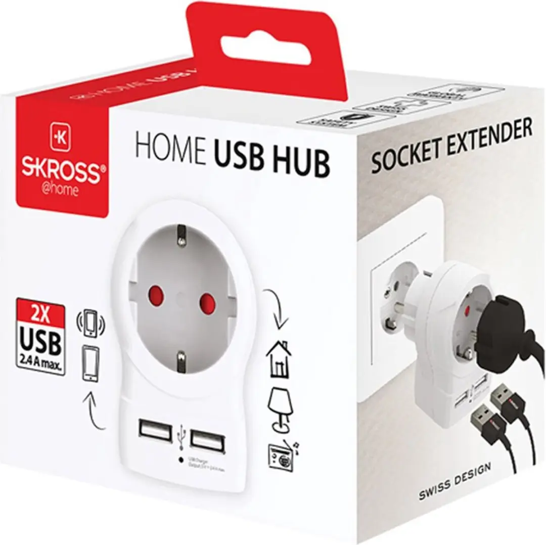 Skross 1500282 Tussenstekker met 2x USB - Wit - afbeelding 6 van 6