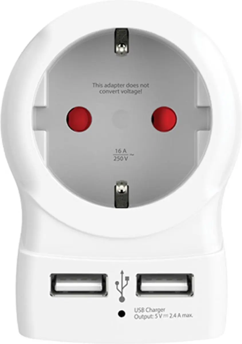 Skross 1500282 Tussenstekker met 2x USB - Wit - afbeelding 5 van 6