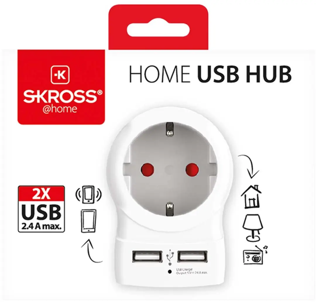 Skross 1500282 Tussenstekker met 2x USB - Wit - afbeelding 2 van 6