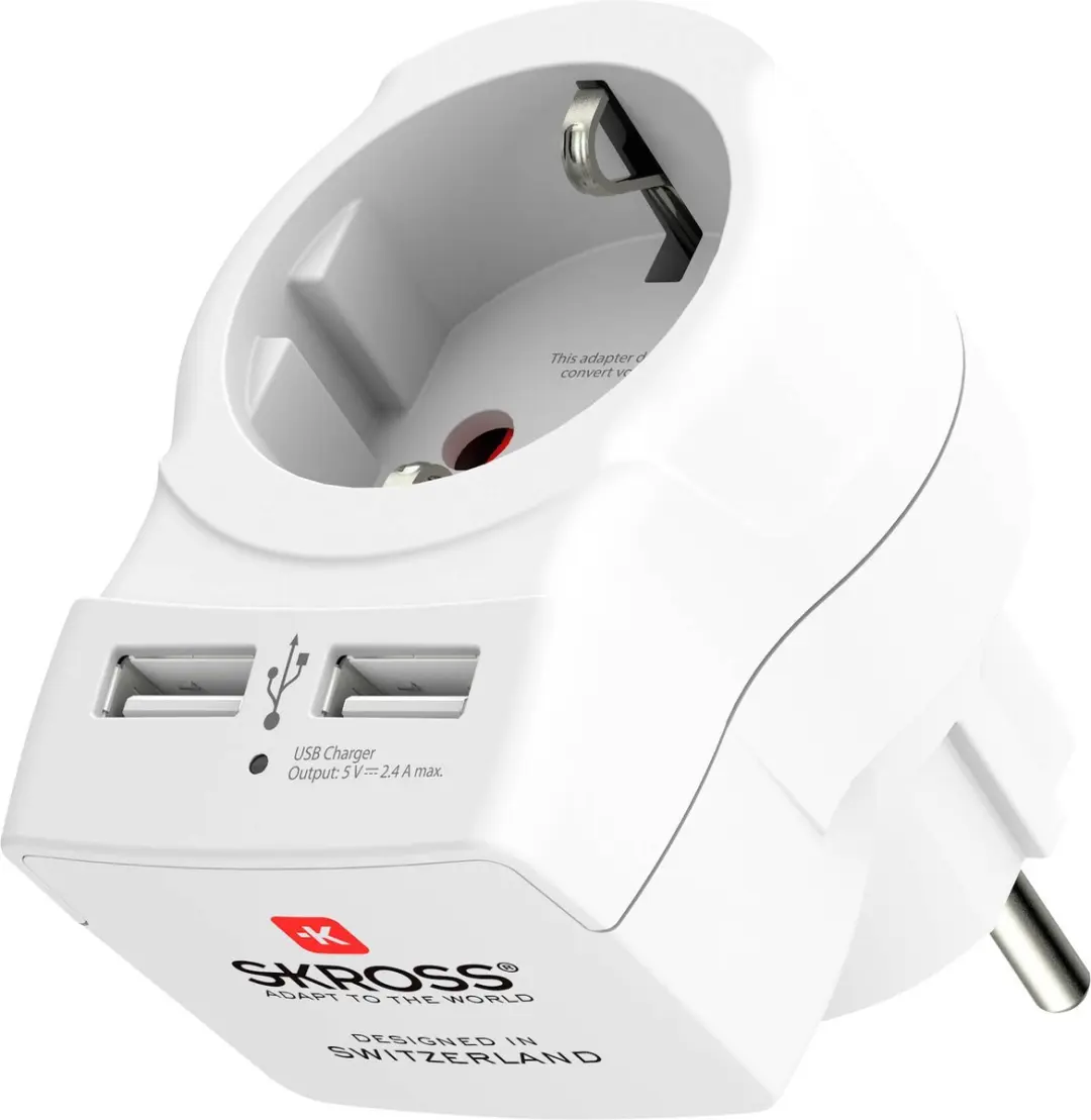 Skross 1500282 Tussenstekker met 2x USB