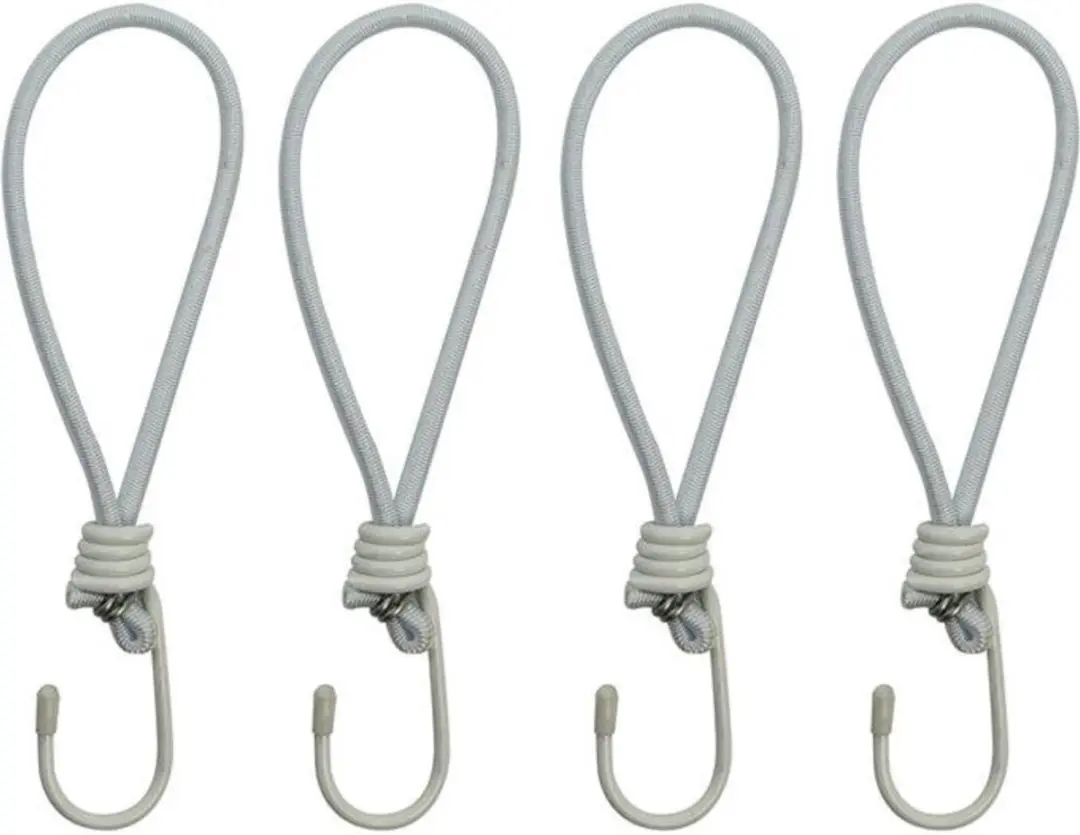 ProPlus Elastische tentspanners met haak - 20 cm - wit - set van 4