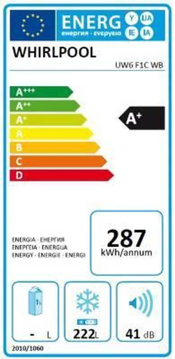 Whirlpool UW6F1CWB Vrieskast - 222L - Wit
