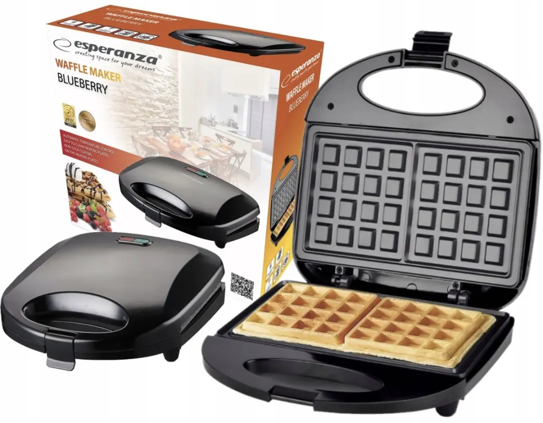 Esperanza Blueberry Serie EKT008 Wafelijzer - Zwart - afbeelding 3 van 6
