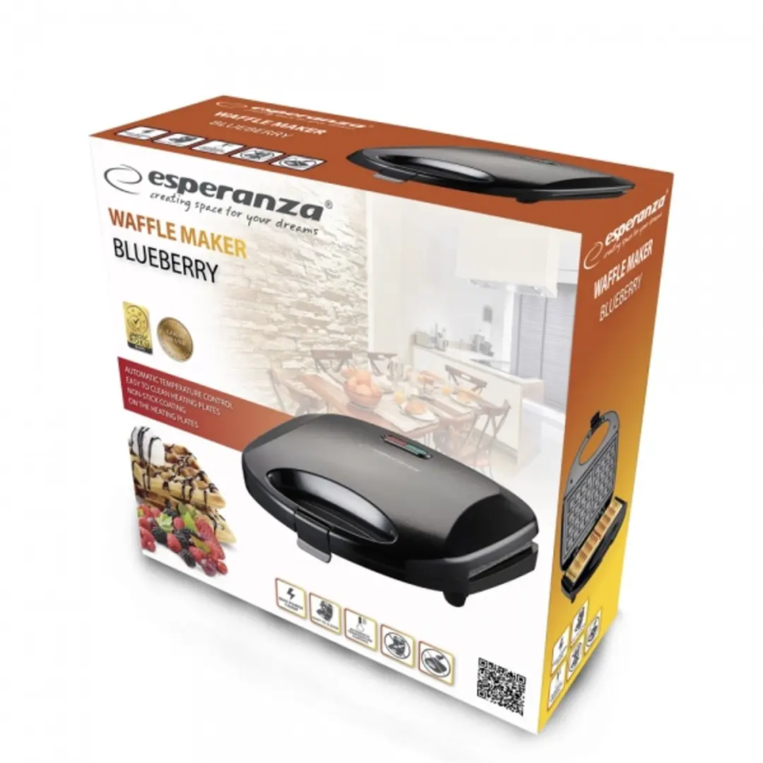 Esperanza Blueberry Serie EKT008 Wafelijzer - Zwart - afbeelding 4 van 6