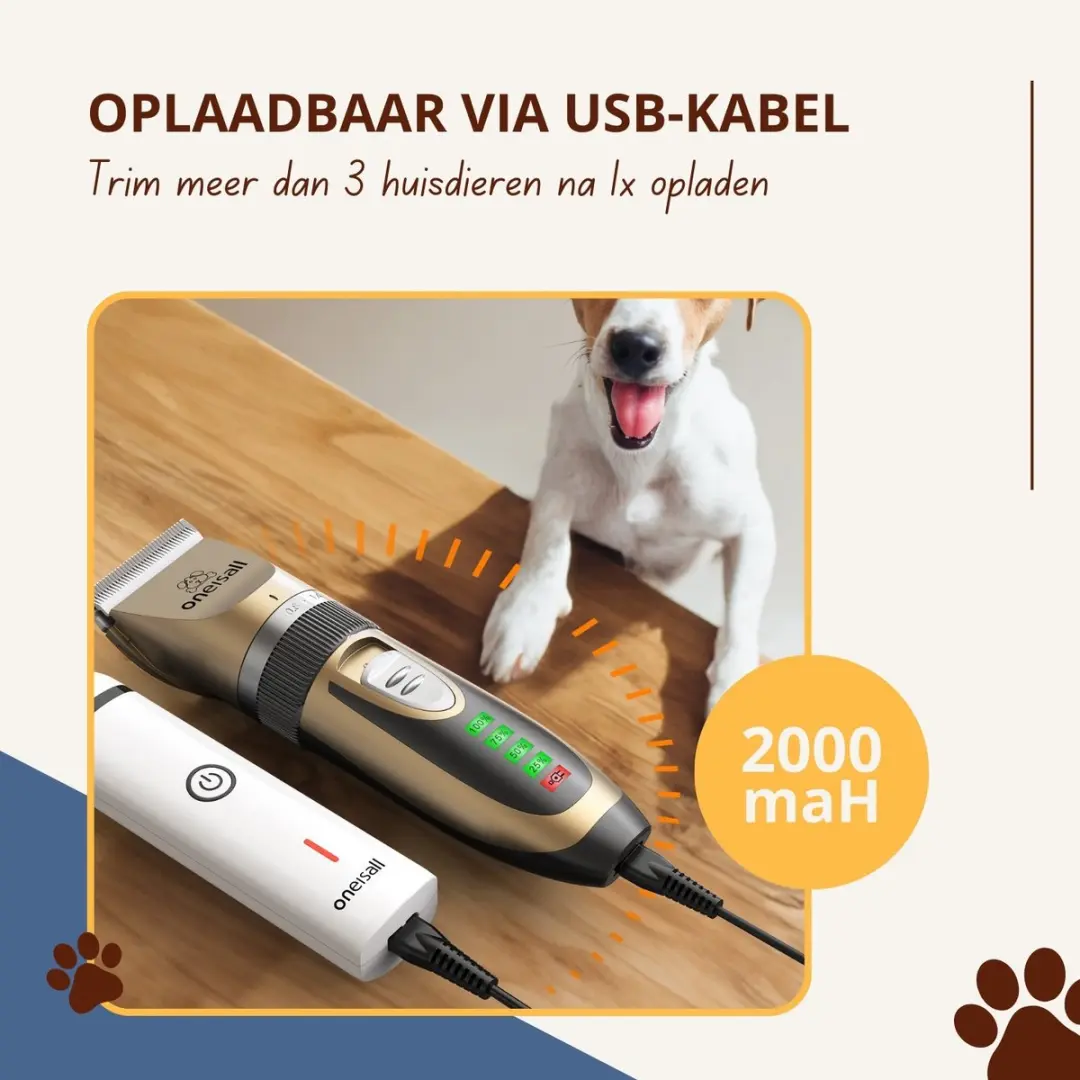 Oneisall X2+N5 Huisdierentondeuse Set - Goud en Wit - afbeelding 5 van 6