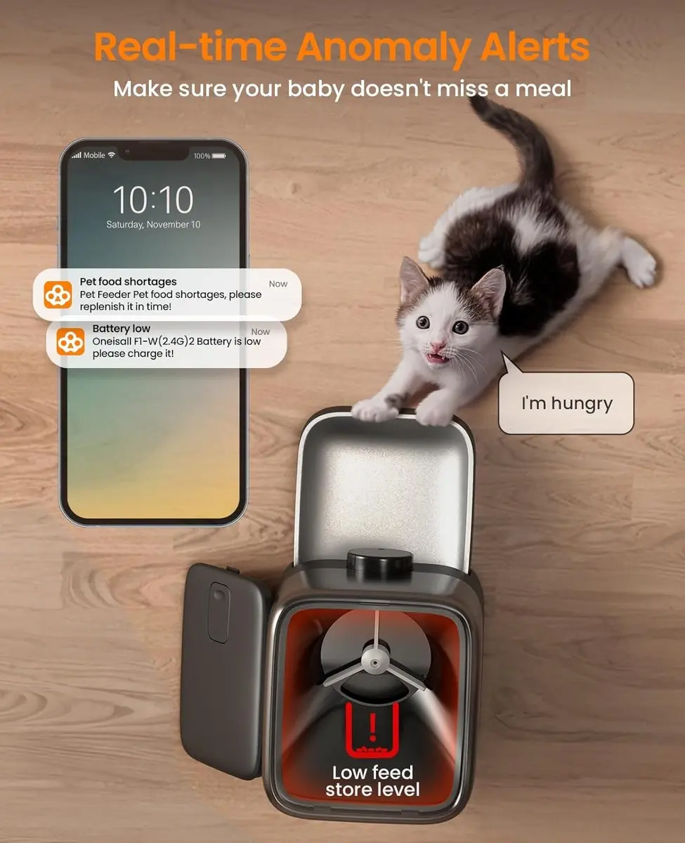 Oneisall Voerbak PF06 - Automatische Voerbakken - Met app en Wifi-verbinding - Voerautomaat dispenser - 3L Reservoir - draadloos - Kat en Hond - afbeelding 5 van 6