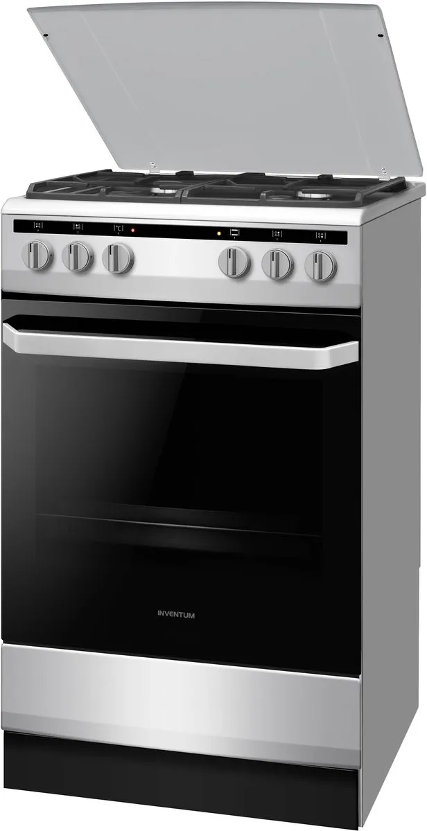 Inventum VFG5020GRVS - Vrijstaand gasfornuis - Elektrische oven - 4 kookzones - 50 cm - 62 liter - Zilver/Zwart