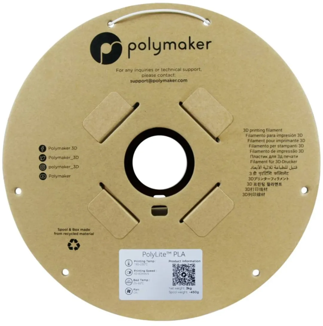 Polymaker PolyLite PLA Filament 1.75mm - 3000g - Wit