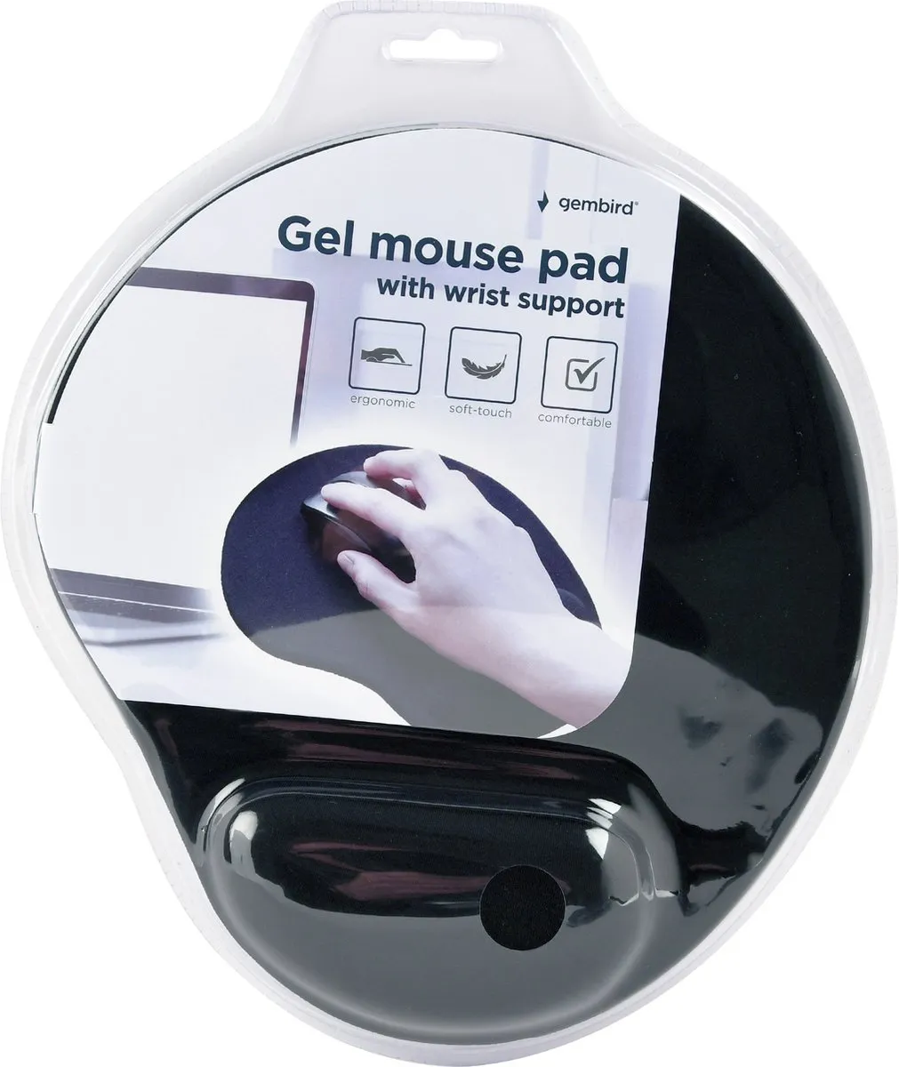 Muismat met gel polssteun, zwart