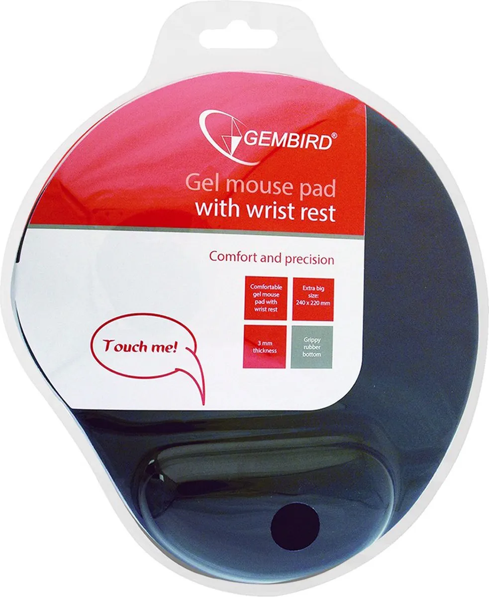 Muismat met gel polssteun, zwart