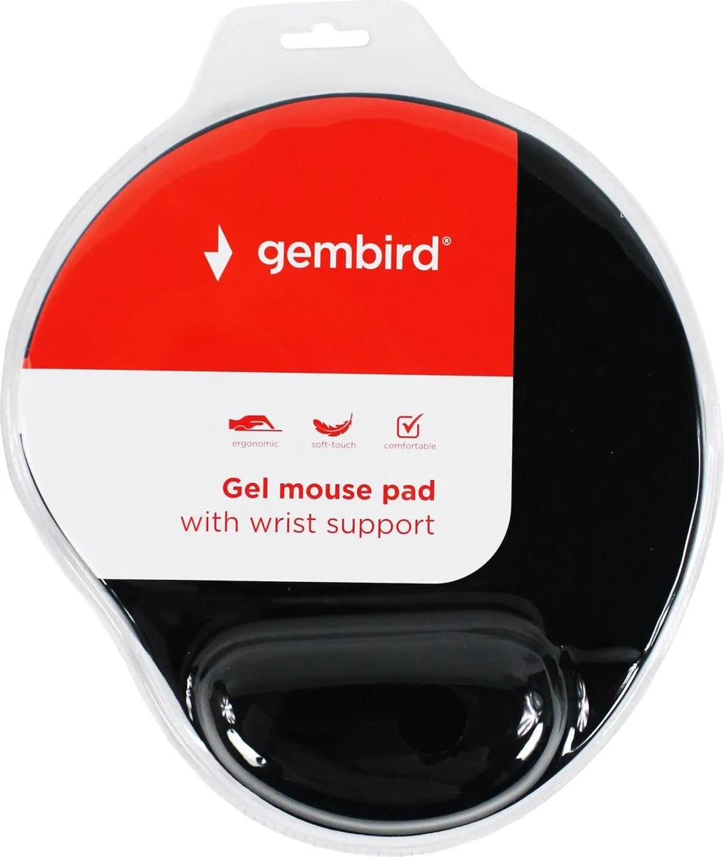 Muismat met gel polssteun, zwart