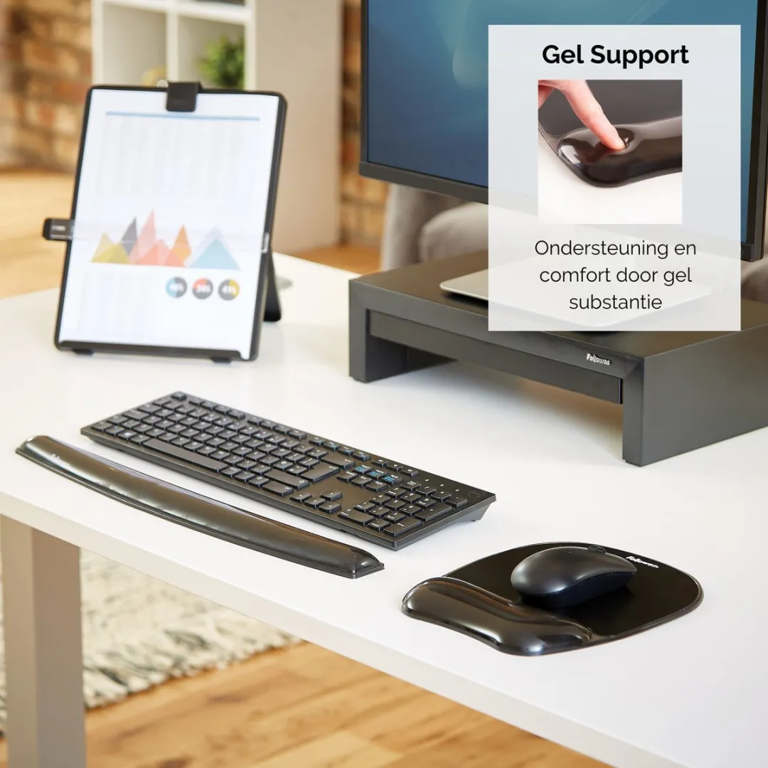 Fellowes muismat met polssteun Crystals - met zachte gel - zwart