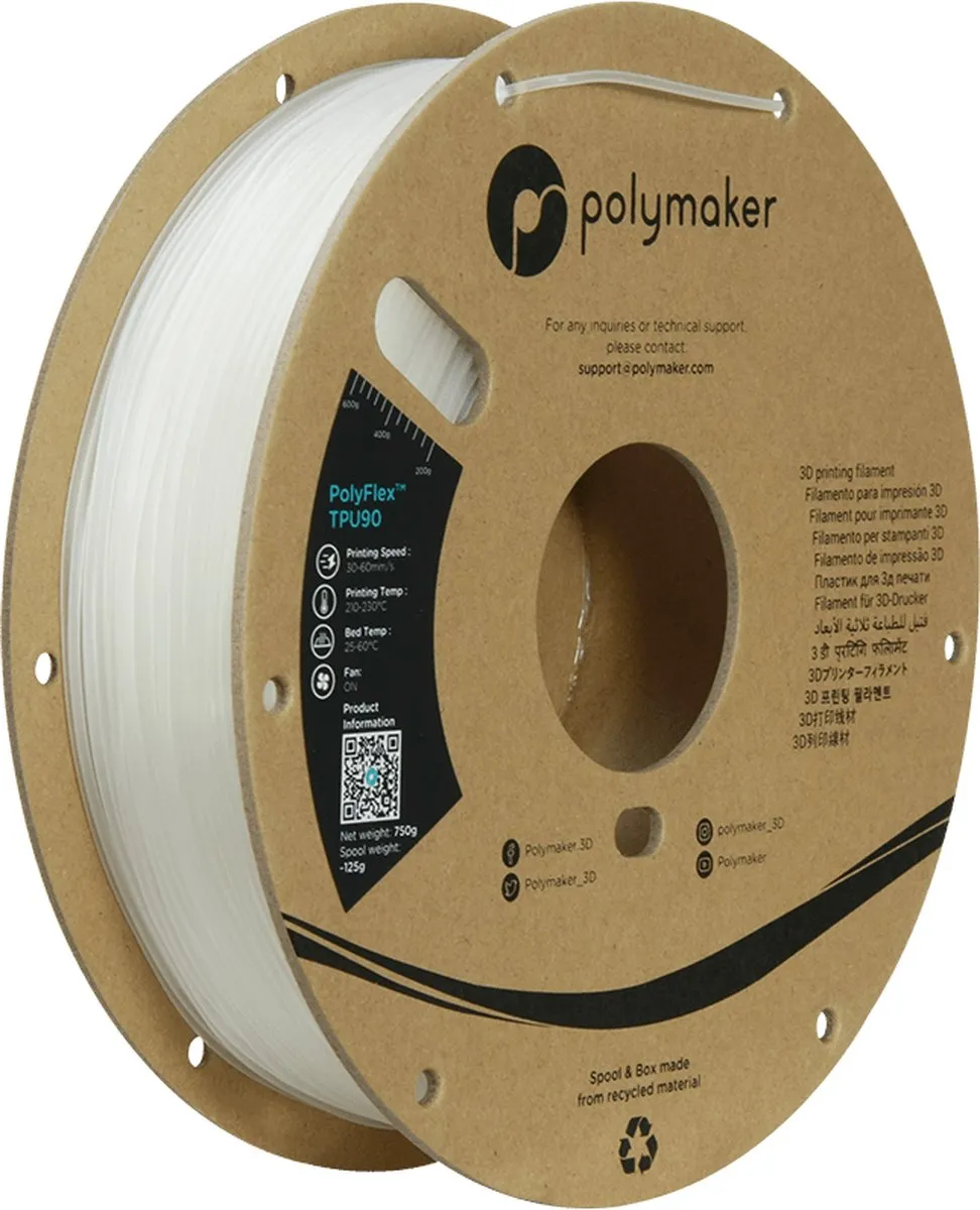Polymaker PolyFlex TPU-90A Filament 1.75mm Transparant
