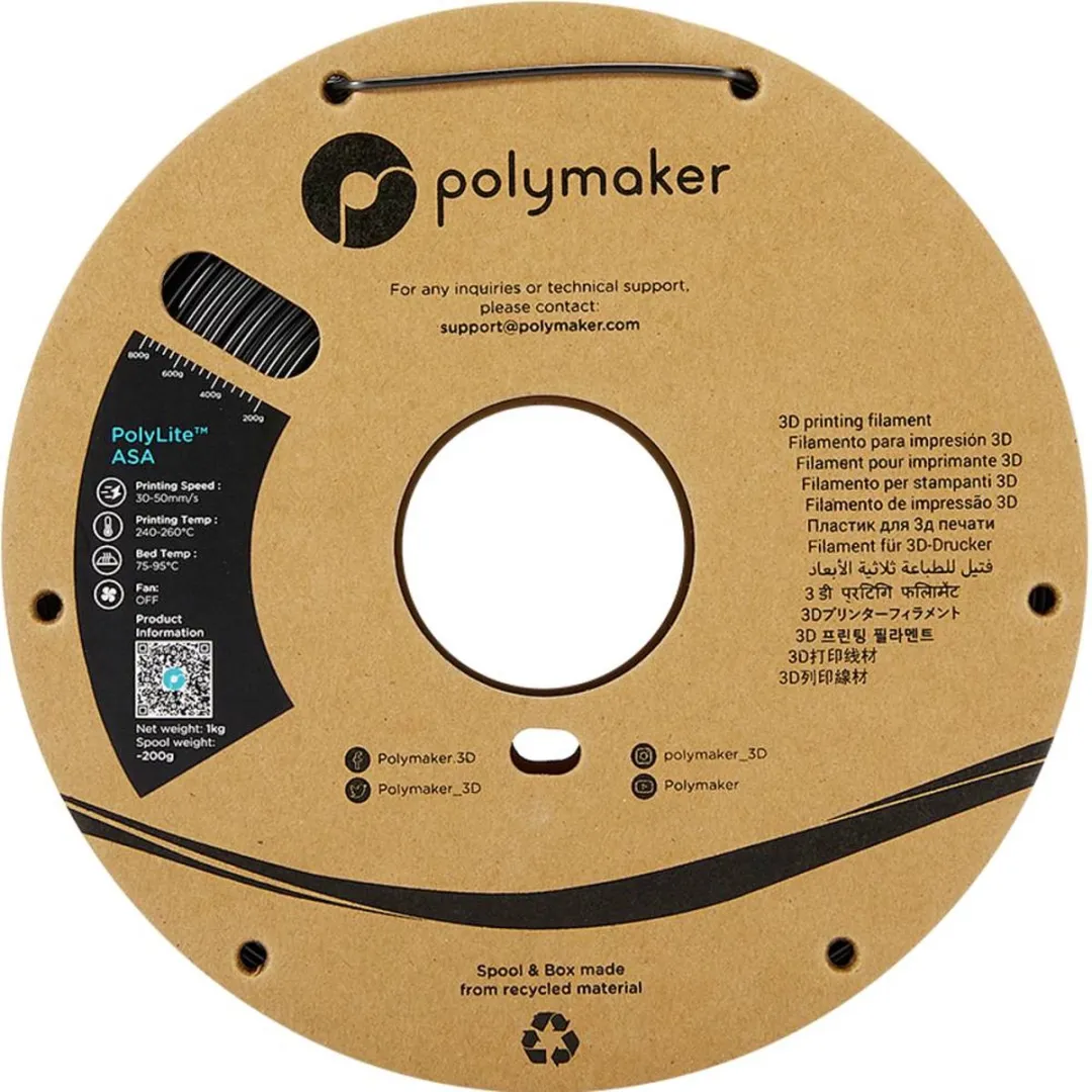 Polymaker PolyLite ASA Filament 1.75mm 1000g - Zwart