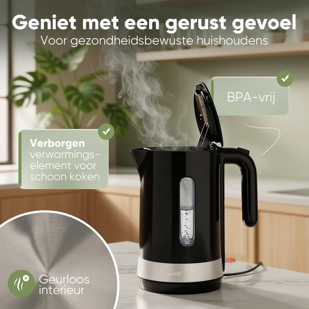 Clatronic WK 3840 Waterkoker - 1.8 liter - 2200W - Zwart - afbeelding 4 van 6