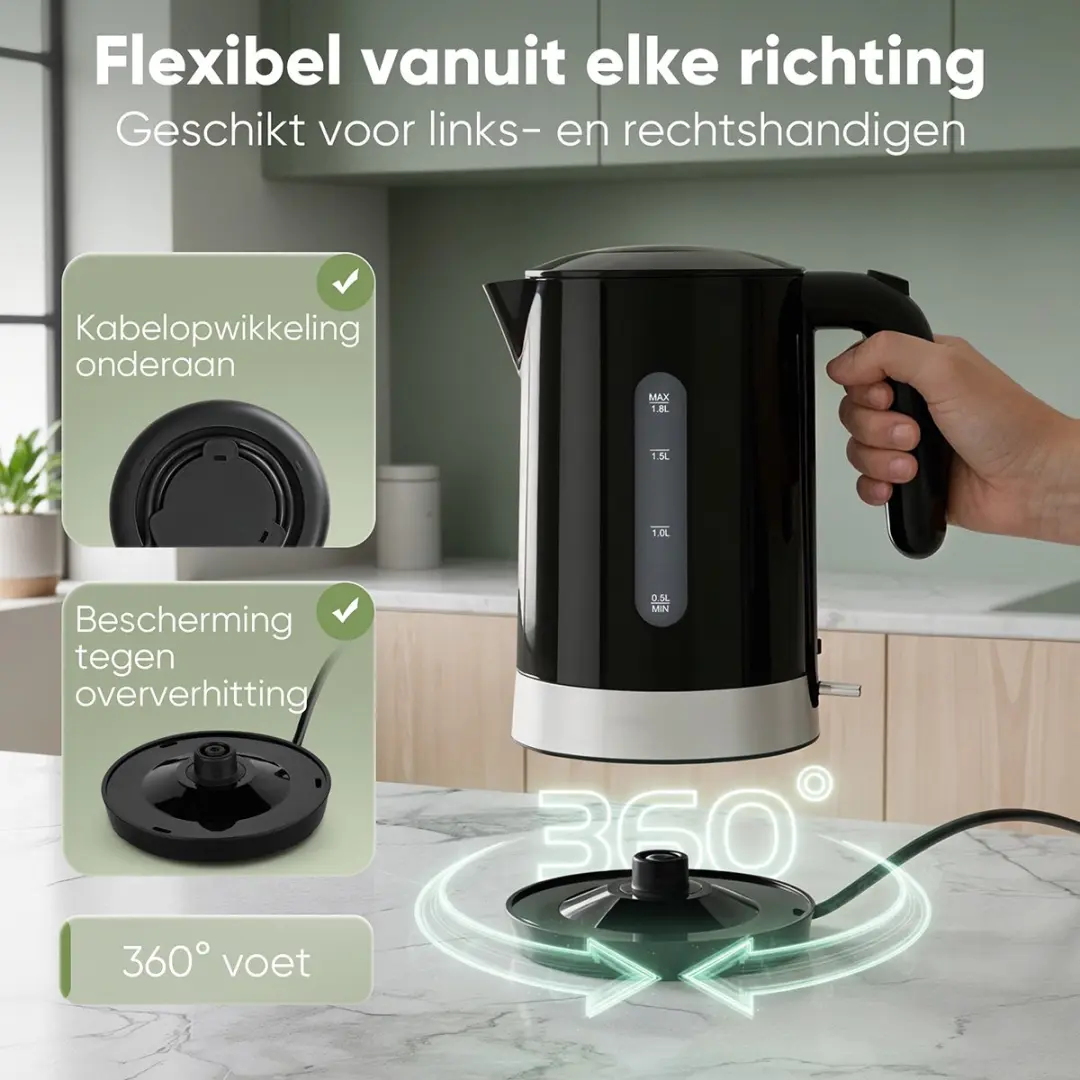 Clatronic WK 3840 Waterkoker - 1.8 liter - 2200W - Zwart - afbeelding 6 van 6