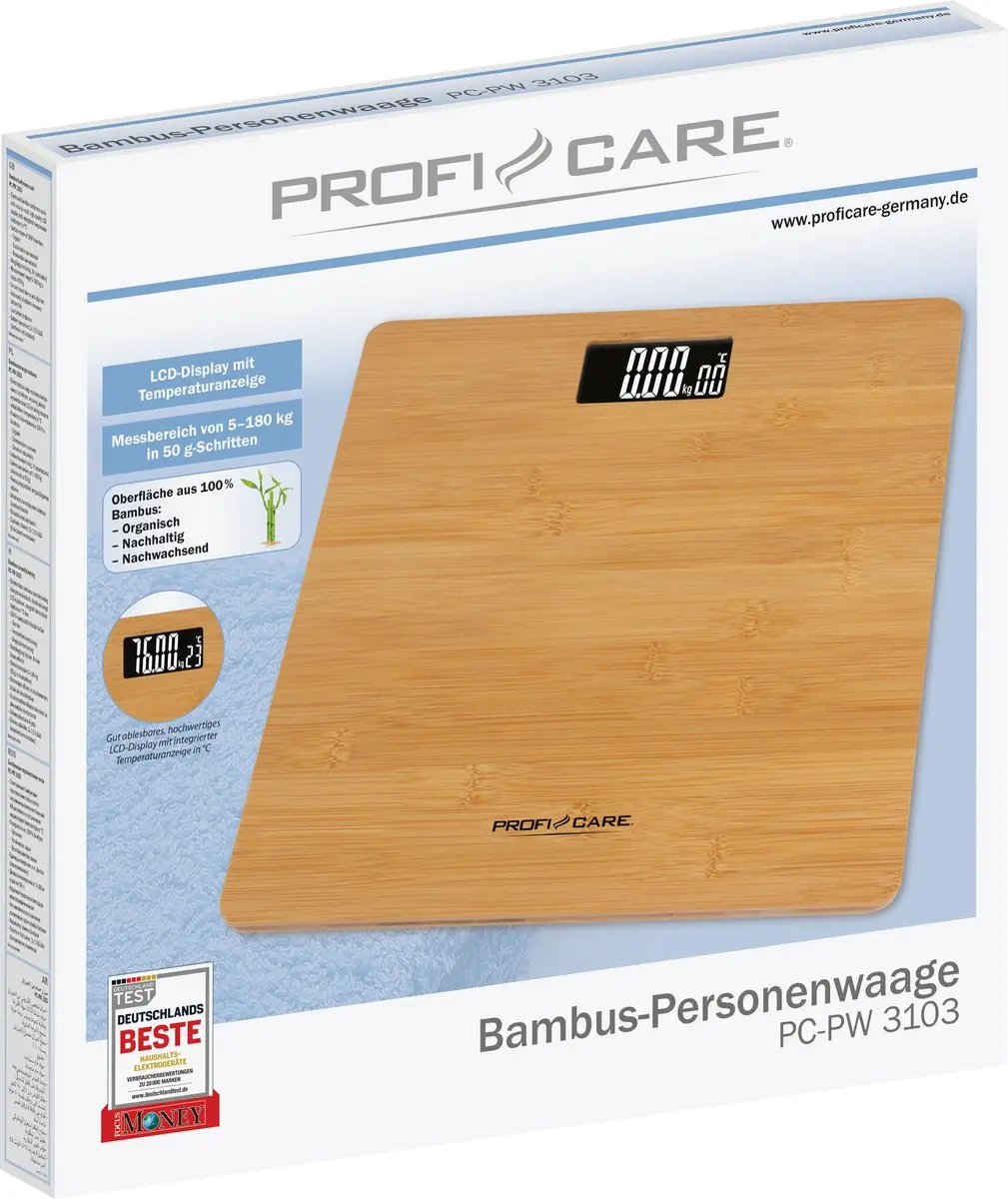Clatronic ProfiCare PW 3103 Personenweegschaal - Bamboe - 180kg - afbeelding 6 van 6