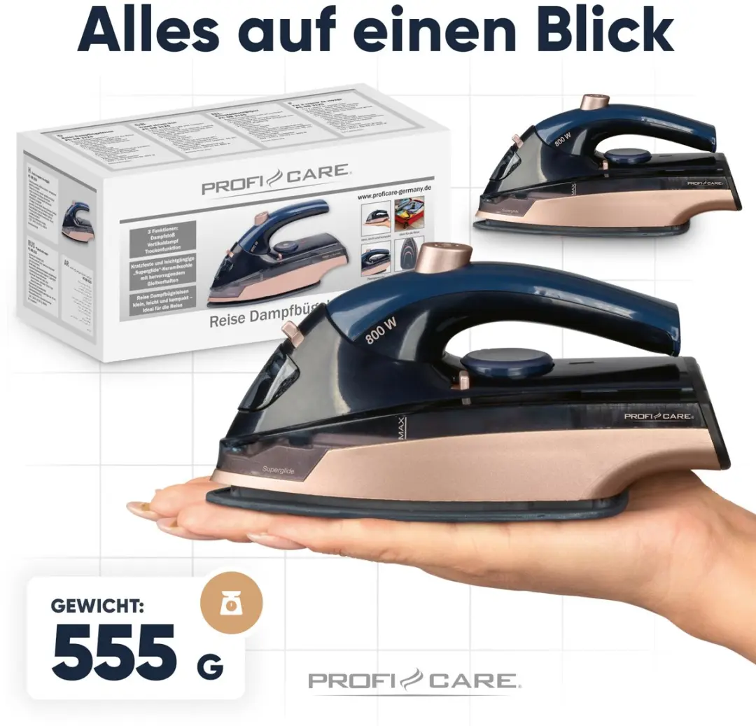 Clatronic ProfiCare DB 3125 Reisstrijkijzer - 800W - afbeelding 5 van 6