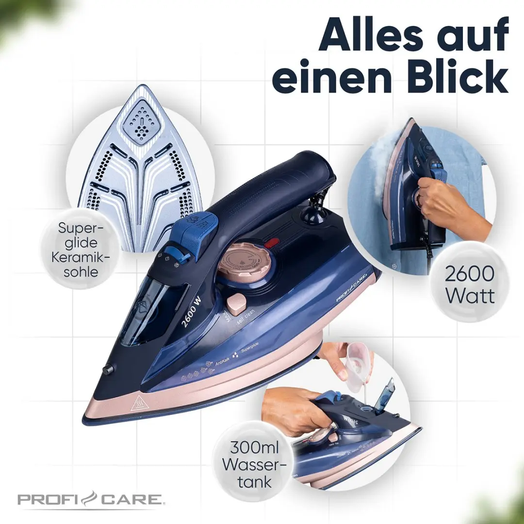 Clatronic ProfiCare PC-DB 3126 Stoomstrijkijzer - 2600W - afbeelding 2 van 6