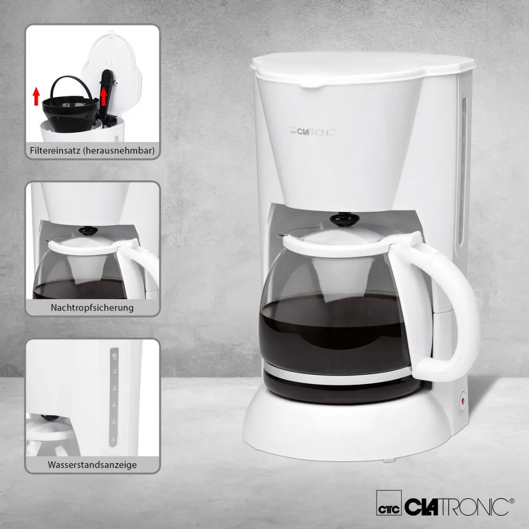 Clatronic KA3473 Koffiezetapparaat 900W - 1.5L - Wit - afbeelding 2 van 5