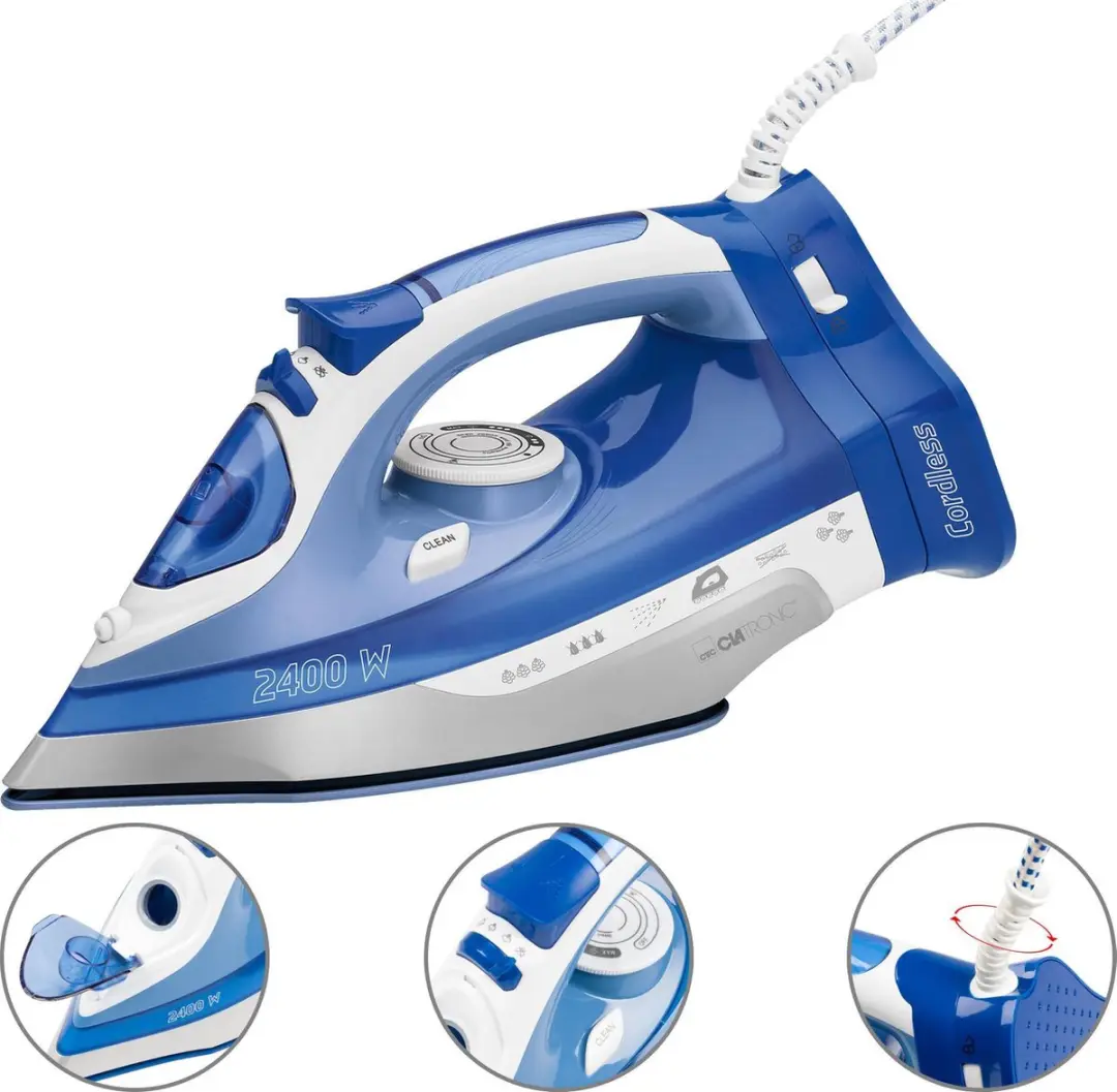 Clatronic DB 3706 Stoomstrijkijzer - 2400W - Wit/Blauw - afbeelding 5 van 6