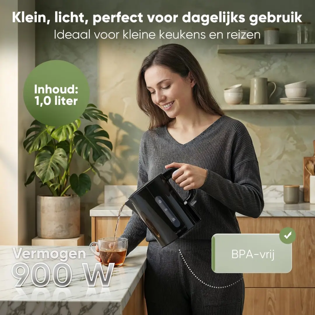 Clatronic WK 3834 Waterkoker - 1 Liter - 900W - Zwart - afbeelding 3 van 6