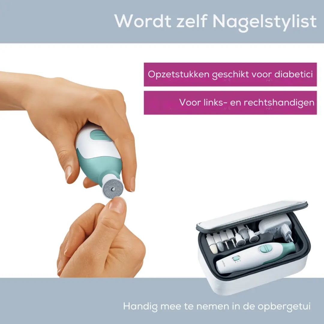 Sanitas SMA 36 Elektrische Nagelvijl - Manicure en Pedicure Set - 7 Opzetstukken - Wit/Groen - afbeelding 6 van 6