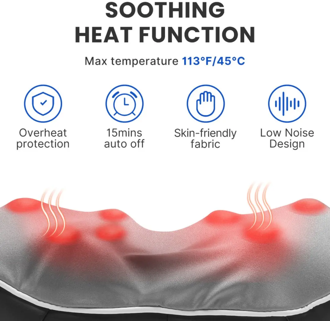 Renpho U-Neck 1 Shiatsu Nekmassager - Warmte - Zwart - afbeelding 2 van 6