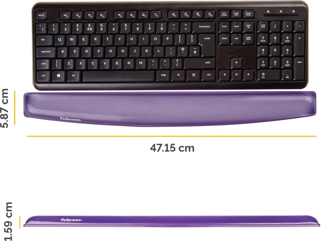 Fellowes polssteun toetsenbord crystal gel, paars